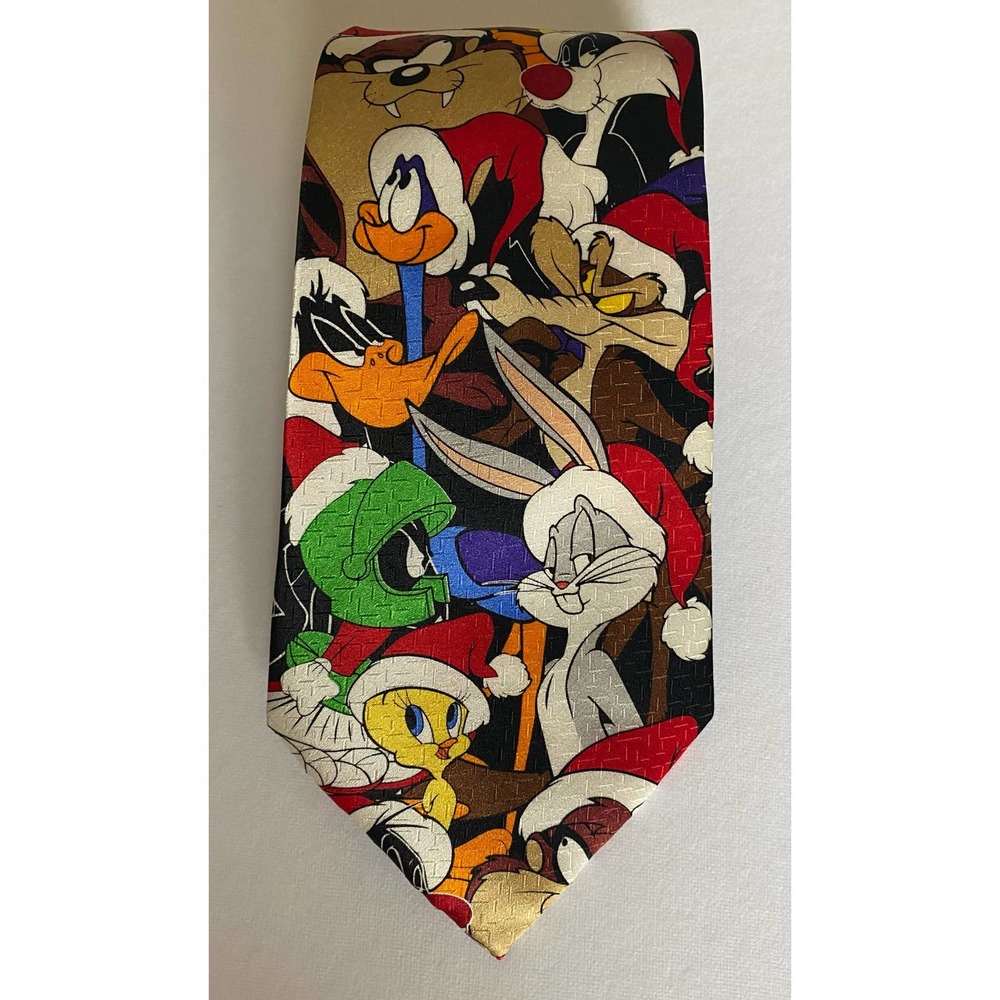 Looney Tunes Silk Tie, Christmas Bugs Bunny, Taz, Tweety, Marvin